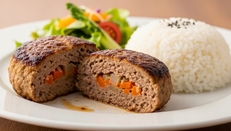 餃子の具が余ったら、ご飯が進むジューシーなハンバーグ