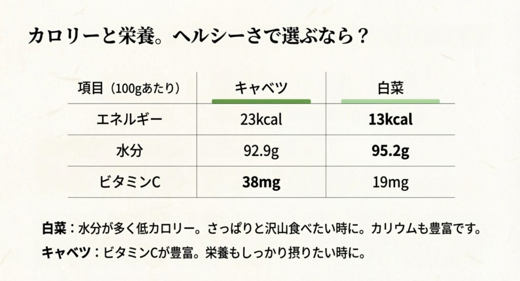 白菜とキャベツの栄養やカロリーの違い