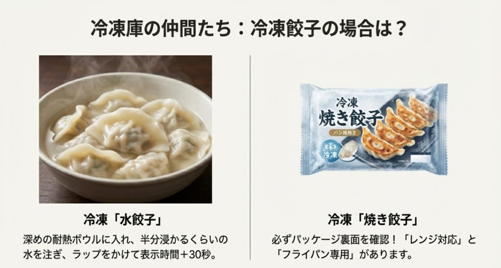 冷凍餃子や水餃子をレンジ調理する手順