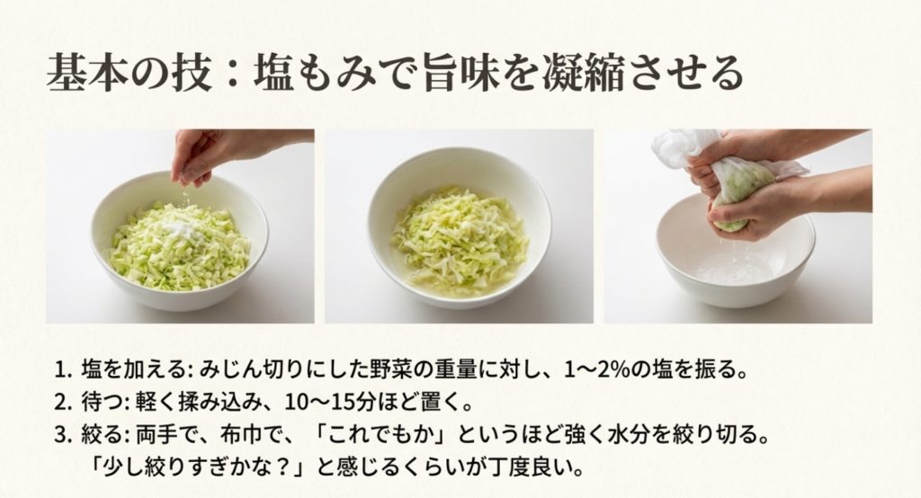 餃子の白菜の水切りや塩もみは何分必要？