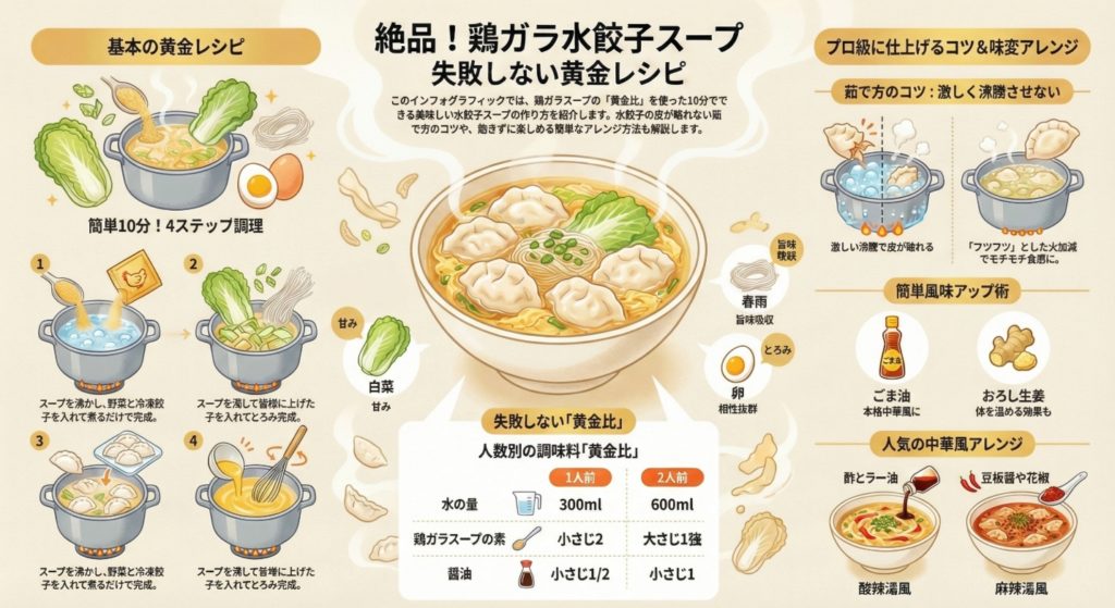 今夜作りたい人気の鶏ガラ水餃子スープ