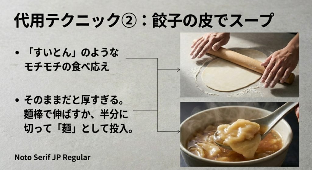 餃子の皮をスープに代用