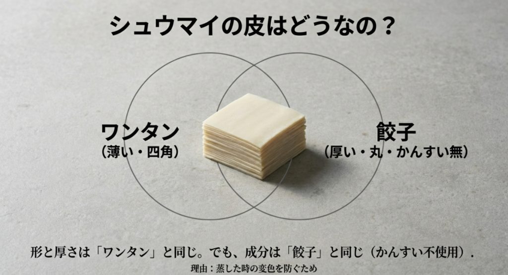 シュウマイの皮との比較